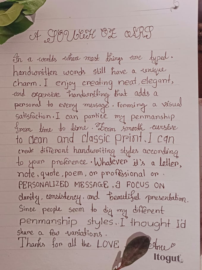 write personalized handwritten notes, letters, messages