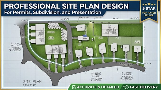 draw site plans plot plans plat plans permit drawings in autocad