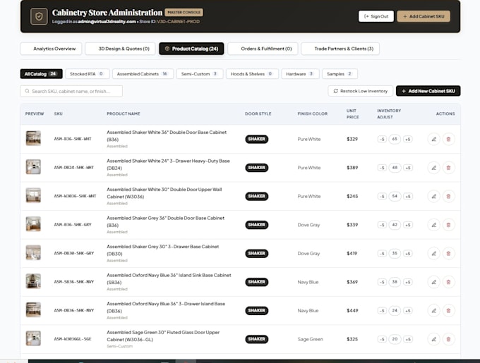build cabinetry ecommerce website