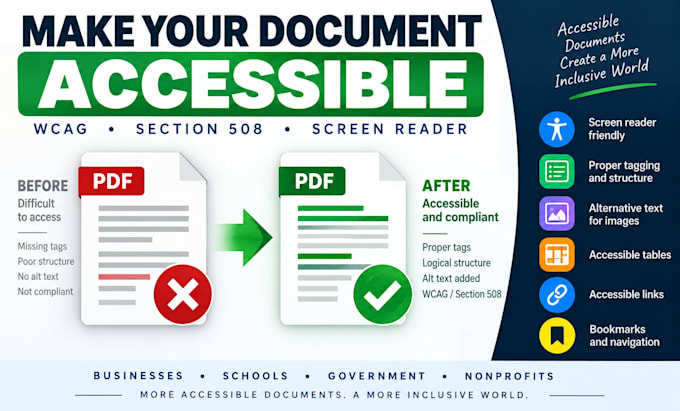 make your PDF accessible for screen readers, wcag and section 508