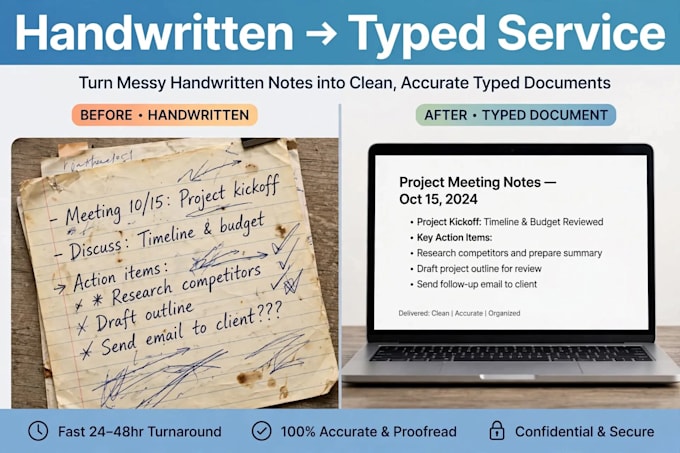 convert handwritten notes to digital typed document and pdf