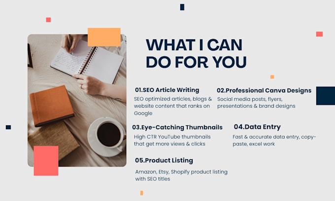 do SEO article writing,data entry,and canva youtube thumbnails
