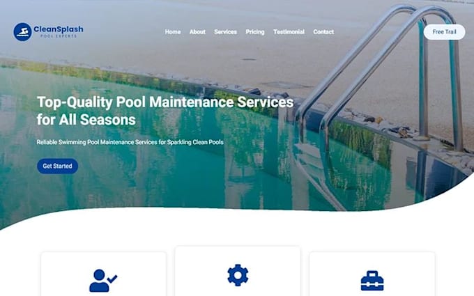 build wix pool service website swimming pool cleaning repair contractor website