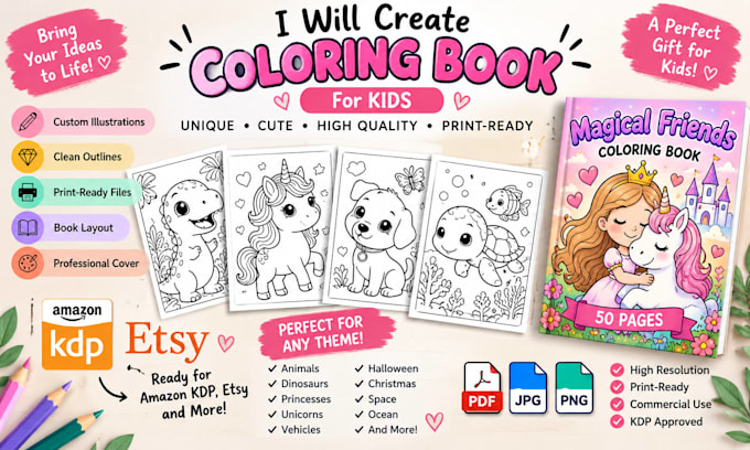 create a professional coloring book for amazon KDP