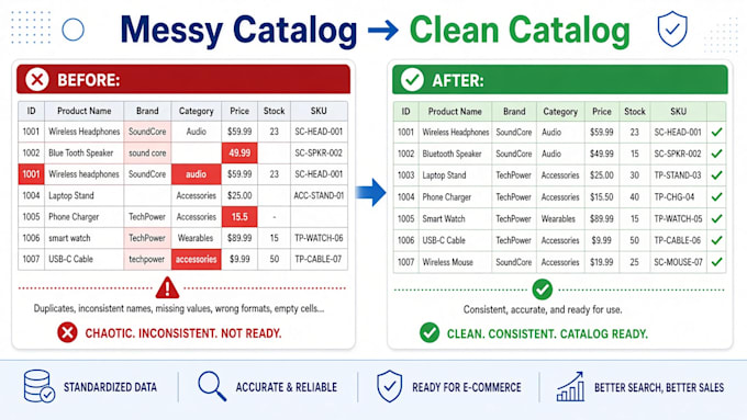 clean and normalize your e commerce product catalog in CSV excel