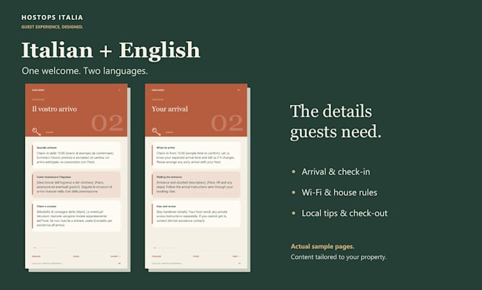 create your italian and english guest guide
