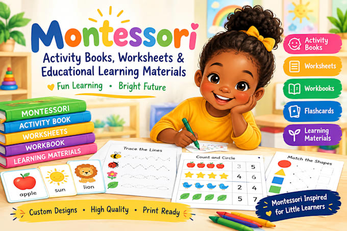 create montessori activity books, worksheets and educational working materials