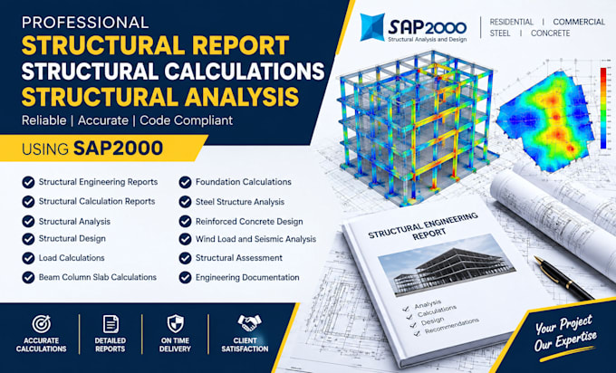 provide structural report structural calculations structural analysis sap2000