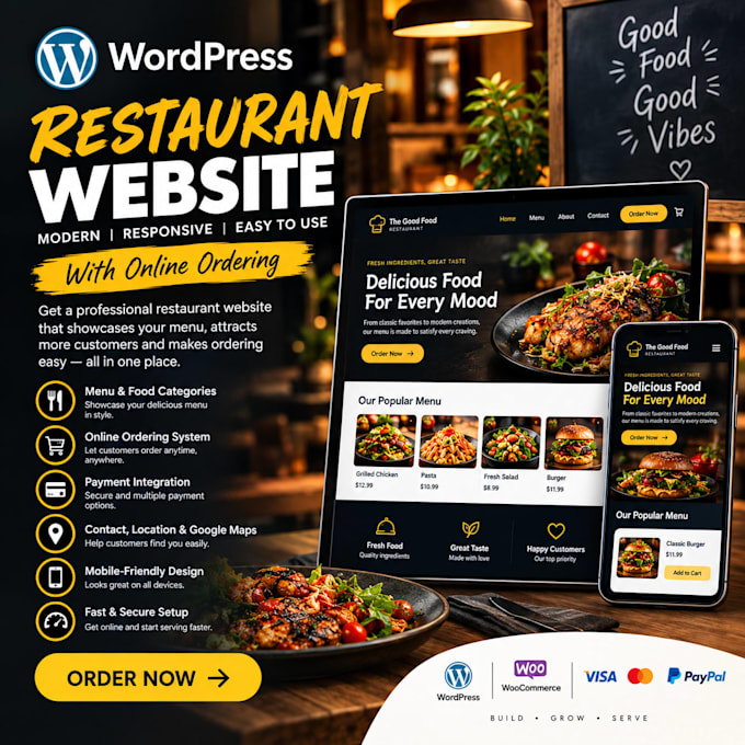 build a wordpress restaurant website with online ordering