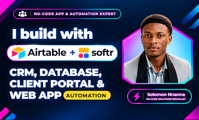 airtable database automation, softr client portal web app, make com airtable