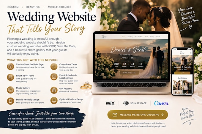 create a wedding website with rsvp, save the date and gallery