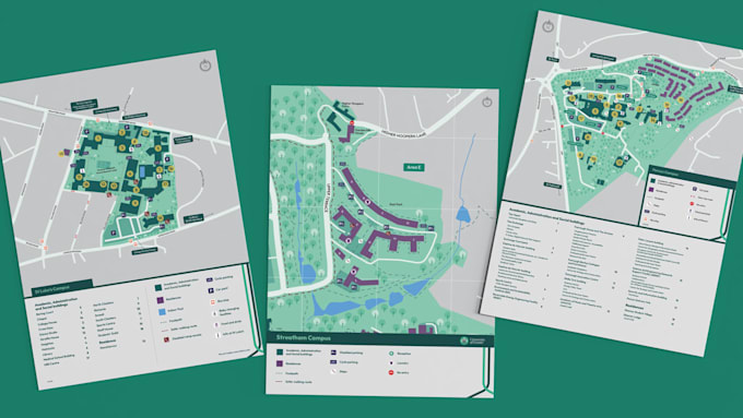 design 2d 3d campus maps, university maps, wayfinding and facility map plans