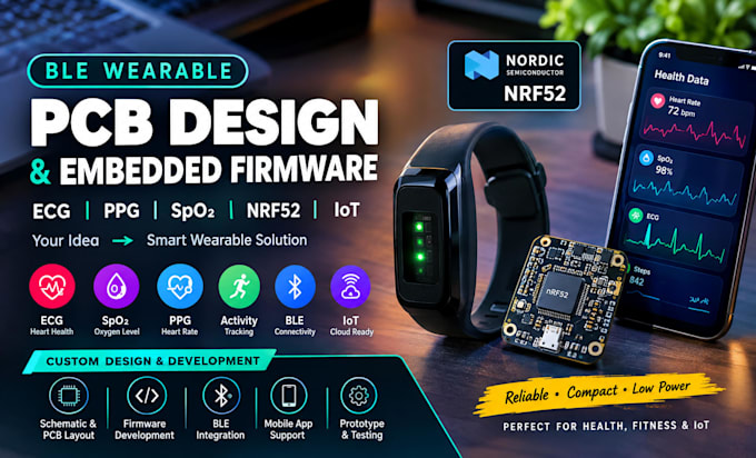 design ble wearable pcb ecg ppg spo2 nrf52 iot device embedded firmware