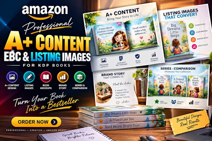 design amazon a plus content, ebc and listing images for KDP