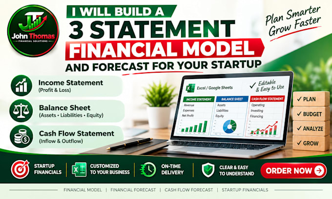 build a 3 statement financial model and forecast for your startup