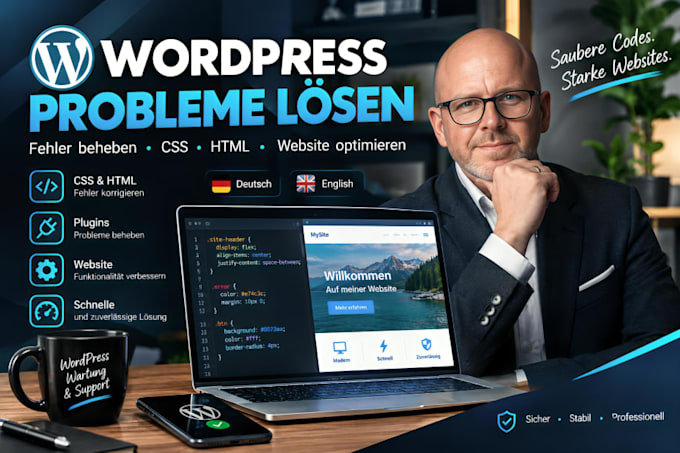 fix your wordpress, css, html errors or problems in german and english