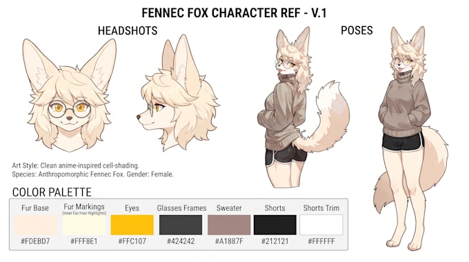 create a custom furry reference sheet for your fursona or furry oc