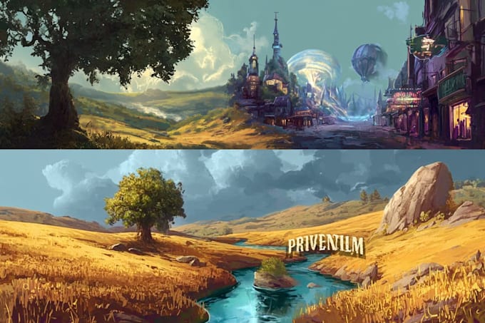 draw the landscape illustration or concept art
