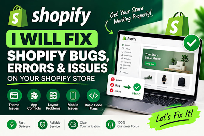 shopify bug fix shopify website shopify speed shopify developer