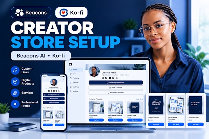 setup and customize your beacons ai or kofi storefront