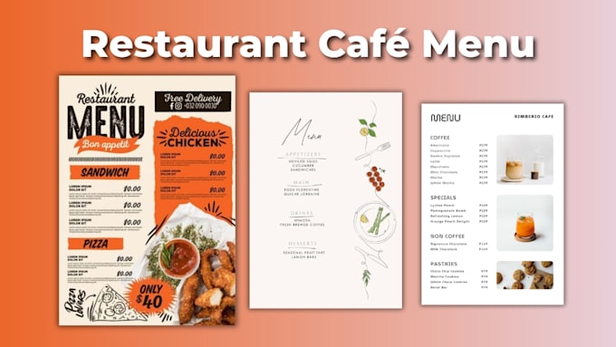 create café bar menu, redesign restaurant menu board update, multilingual print