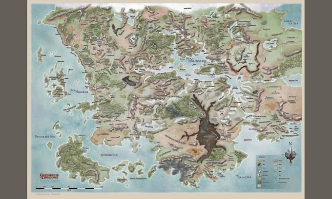 design detailed fantasy map, world map, regional map, dnd boardgame map design