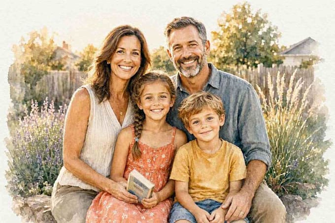 make watercolor family portrait