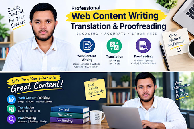 do writing and translation, website content