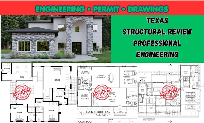 provide texas structural engineering stamp and permit plan mep engineer tx stamp