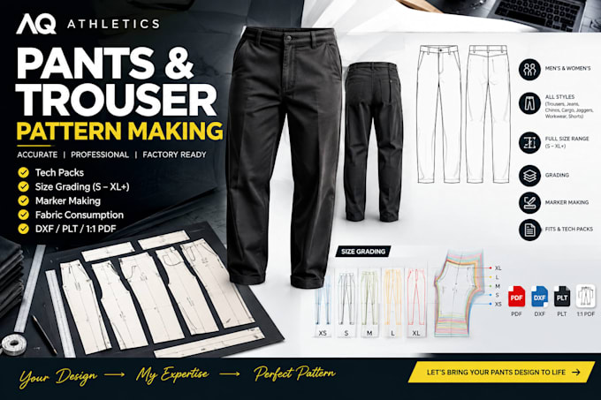 create professional pant patterns and size grading