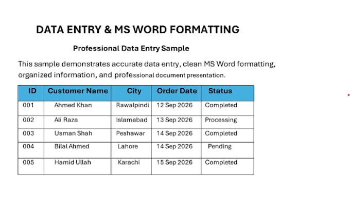 do professional data entry and ms word formatting