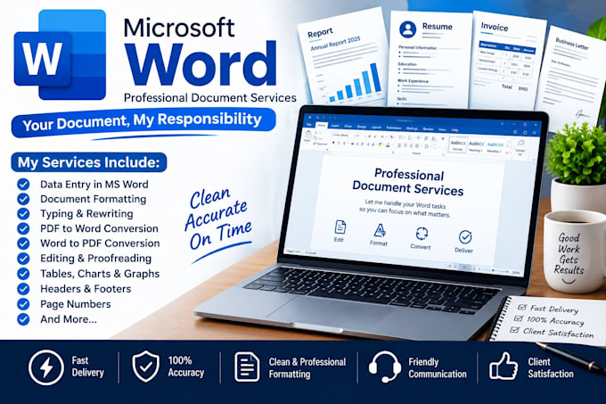 do ms word document formatting, editing and design