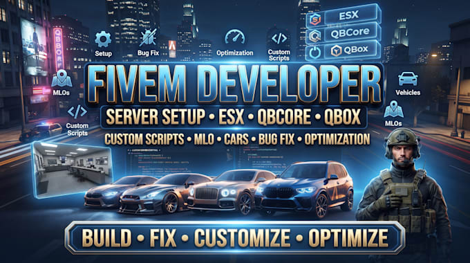 be your fivem developer, create fivem server, qbcore esx scripts and mlo