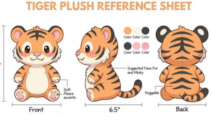 create custom plushie reference sheet for stuffed animal character ych