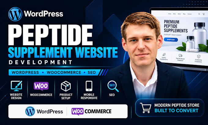 develop woocommerce peptide website redesign shopify peptide
