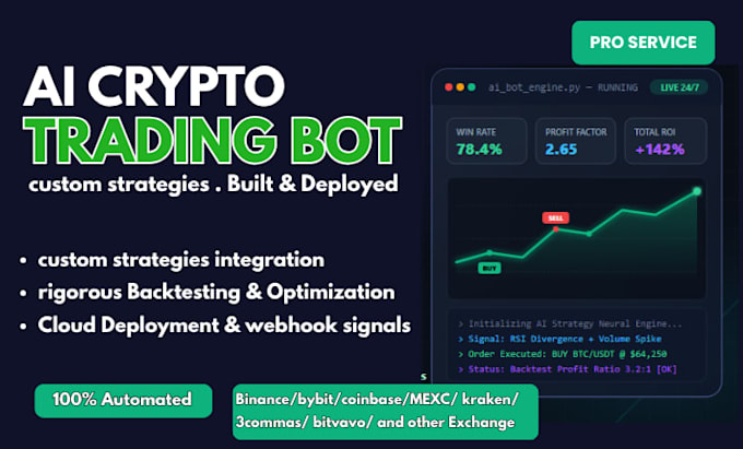 build ai crypto trading bot, backtest, deploy your custom trading bot strategy