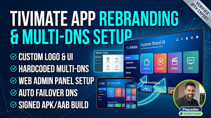 rebrand latest version tivimate app with admin panel and multi dns setup