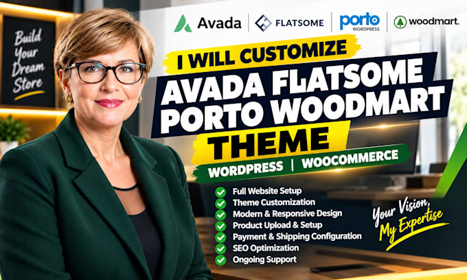 customize flatsome avada porto woodmart theme wordpress woocommerce