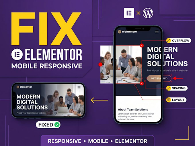 fix elementor mobile responsive issues and layout problems, bugs, errors