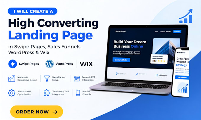 create a high converting landing page in swipe pages sales funnels wordpress wix