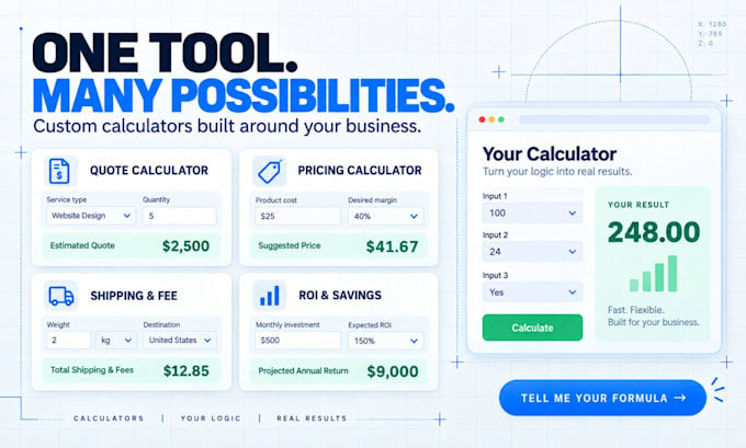 build a web calculator, quote calculator, pricing tool, or excel to web