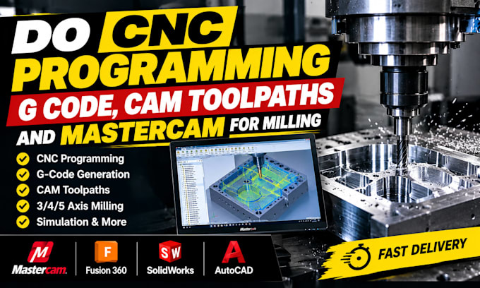 do cnc programming, g code, cam toolpaths and mastercam for milling