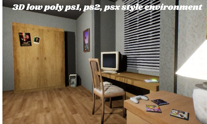 create ps1 ps2 psx low poly environments retro maps stylised game wors