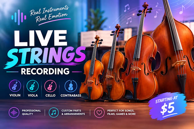 record live strings for you violin viola cello and contrabass