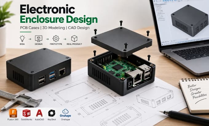 do effective electronic enclosure, pcb case cad design, 3d product modeling