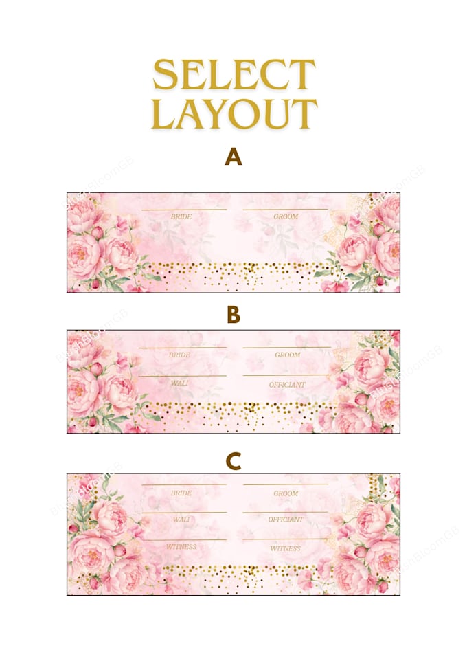 custom design a pink floral nikkah contract bundle