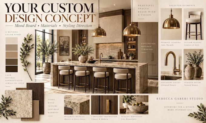 create a interior design mood board and concept