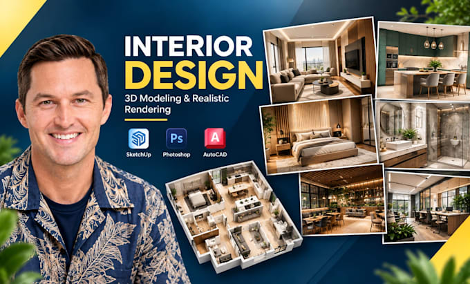 do interior design, 3d modeling and realistic architectural rendering