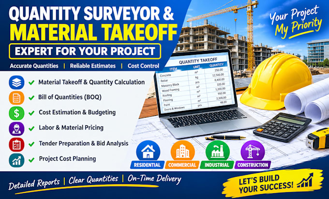 be a quantity surveyor and material takeoff expert for your project