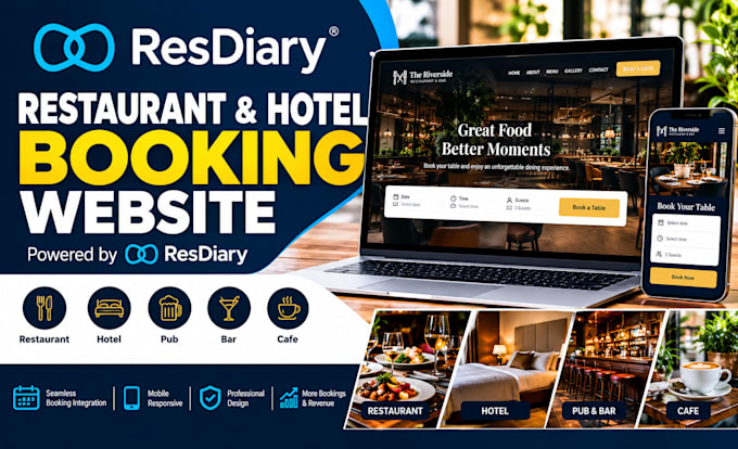 develop restaurant hotel pub and bar cafe booking website using resdiary